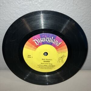 Vinyl Record Only Disney Bambi 1966 Story And Song Disneyland 7” 45 Loose Works